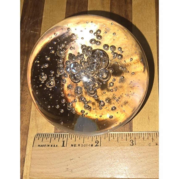 Vintage 4" Crystal Ball  with Dolphin Brass Stand 5.25" Orb Stunning Heavy - Picture 9 of 15